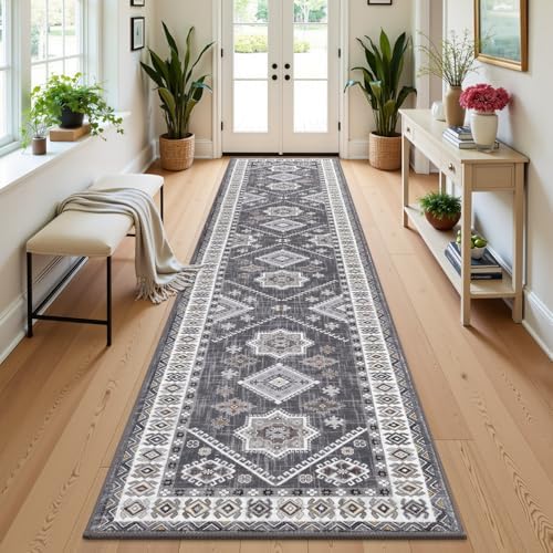 HEBE Boho Kitchen Mats for Floor 24''x120'', Non Slip Washable Runner Rug by HEBE
