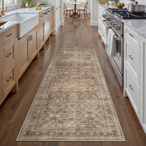 HUGEAR 2x6 Brown Vintage Distressed Washable Runner Rug - Image 3