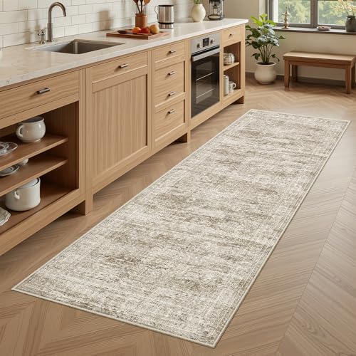 Soalmost Runner Rug 2x5 Washable Non-Slip Kitchen Entry Runners Brown - Image 2