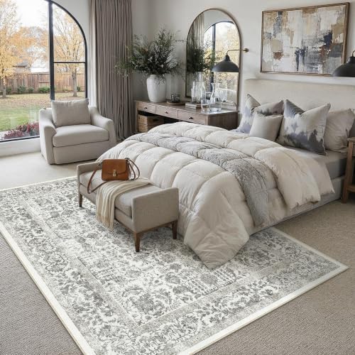PureCozy Black Area Rug 7x9 Vintage Floral - Image 2