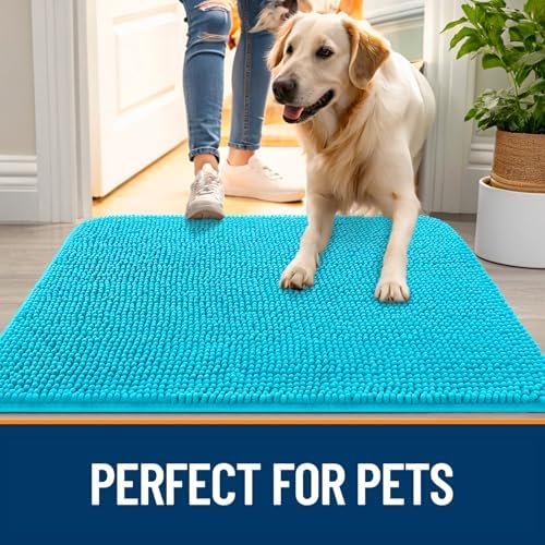 OLANLY Dog Door Mat for Muddy Paws 48x30, Super Absorbent Chenille Mud Mat - Image 6