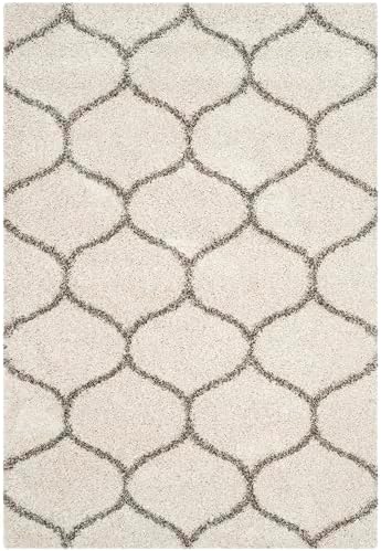 SAFAVIEH Hudson Shag Collection 6' x 9' Ivory/Grey SGH280A Moroccan Ogee - Image 3