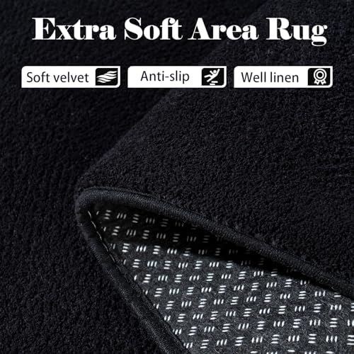 Large Area Rugs for Living Room Bedroom 9x12 Black Rug Ultra Soft - Image 6