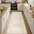 3x6 Hallway Washable Runner Rug: Kitchen Carpet Beige White by Luxturiy