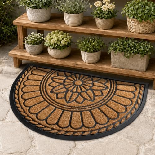 Mibao Half Round Door Mat, Non-Slip Welcome Entrance Way Mat, Durable Rubber - Image 6