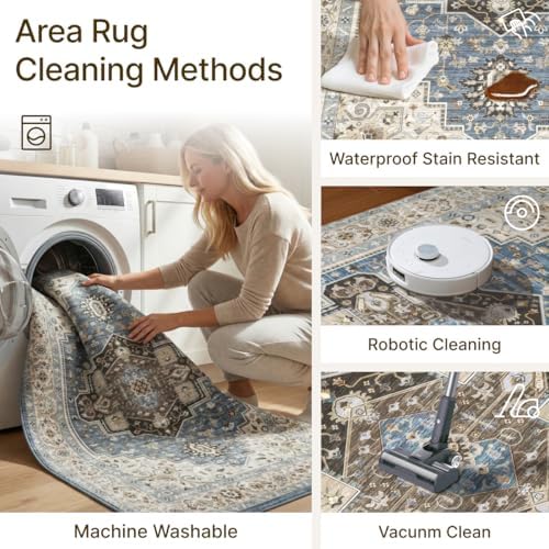 Washable 4'x6' Vintage Area Rug - Image 3