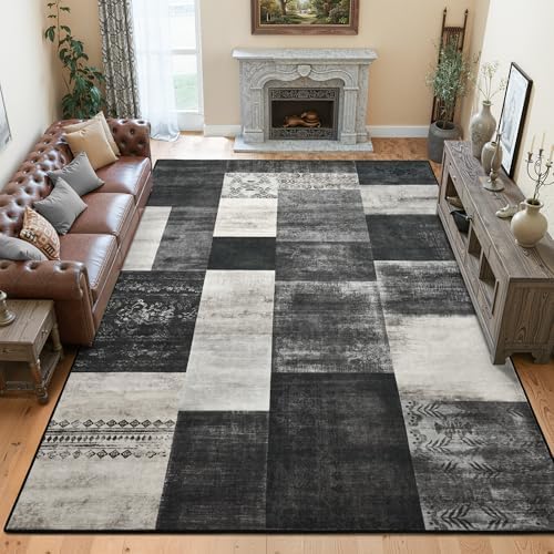Tepook 4x6 Area Rugs for Living Room, Washable Large Geometric Bedroom Rug by Tepook