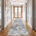 Abstract Hallway Runner Rug 2x12: Washable Non Slip Runners Black Grey by HILORUUG