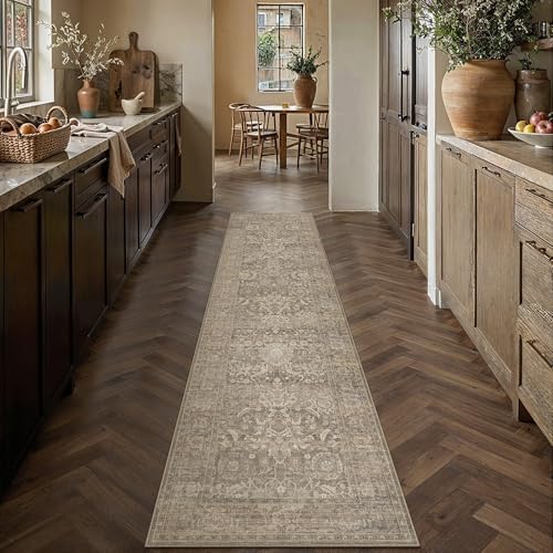 HUGEAR Hallway Runner Rugs 2x8 Light Brown Vintage Rug - Image 2