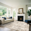 Puino 7x9 Washable Area Rug: Large Abstract Neutral Living Room Rugs Beige by Puino