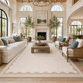 GarveeHome Scalloped Beige Washable Rugs 9x12 Rug by GarveeHome