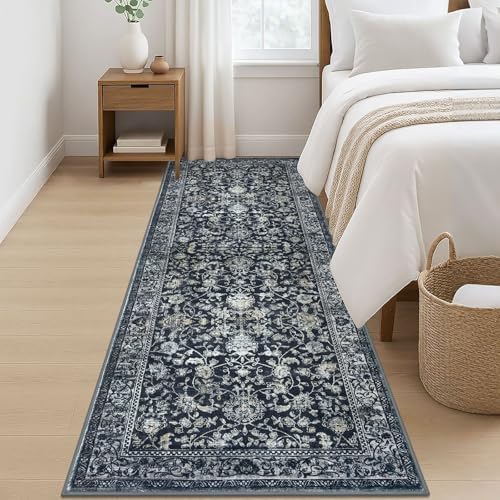 KILOCOCO 3x8 ft Hallway Runner Washable Runner Non-Slip Rug, Midnight Navy - Image 4