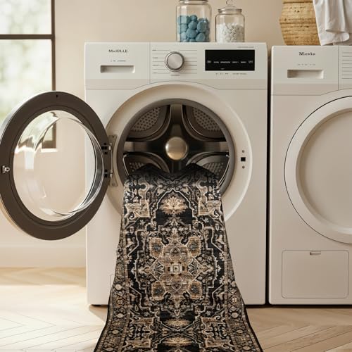 Black Gold 2x12 Runner Rug: Washable Soft Hallway Runners - Image 6