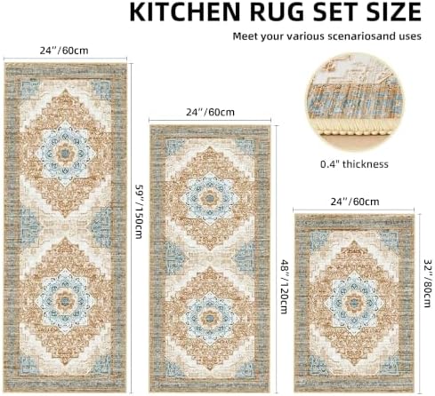 Kitchen Rugs Sets of 3 100% Non Slip Washable Kitchen Mats - Image 2