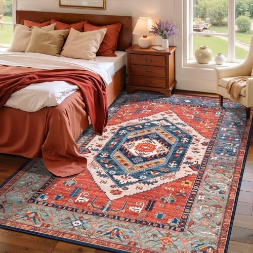 SERISSA 4x6 Washable Non Slip Boho Area Rug by SERISSAHomeDecorCollection