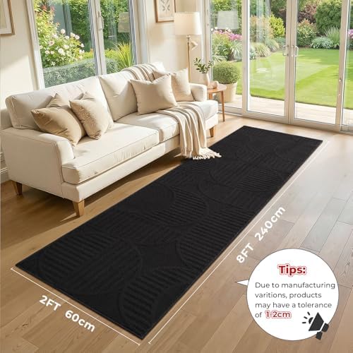 Findosom Hallway Runner Rug 2x8, Geometric High-Low Textured Runner - Image 2