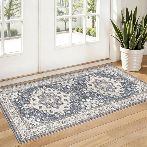Washable 2x4 Entryway Runner Rug: Vintage Non-Slip Water Resistant Kitchen Rugs by HYHAOYUNLAI