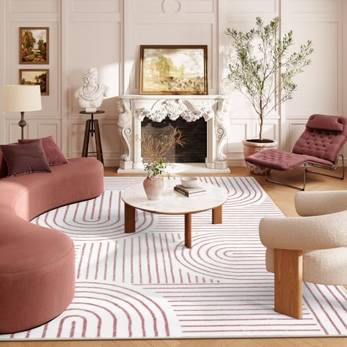 Lahome Abstract 6x9 Pink Rugs for Girls Room, Soft Washable Living Room Rug by Lahome