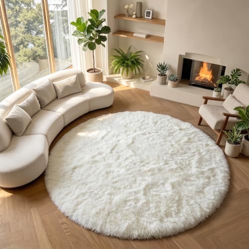 ONASAR Cream White Round Rugs 7ft by ONASAR