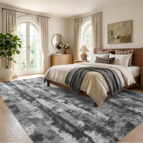 5x7 Grey Fluffy Soft Area Rug Non-Slip - Image 3
