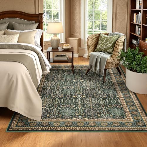 Lofus 5x7 Washable Area Rug for Living Room, Non-Slip Green Boho Carpet - Image 3