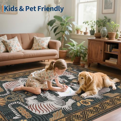 GarveeHome Tiger Print 2'x6' Washable Runner Rug Non Slip Boho Hallway Rug - Image 7