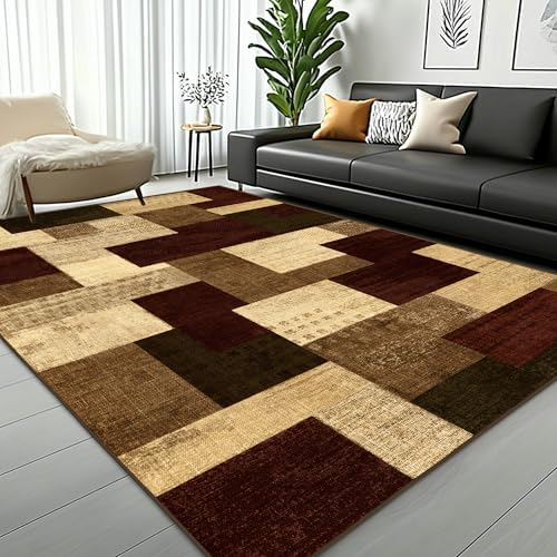 Modern Geometric Patchwork Indoor 8x10 Area Rug - Image 5