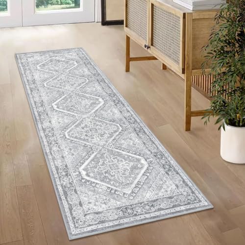 KUTA Oriental Washable Runner Rug 2x5 Runners Grey 5ft Kitchen Rugs by KUTA