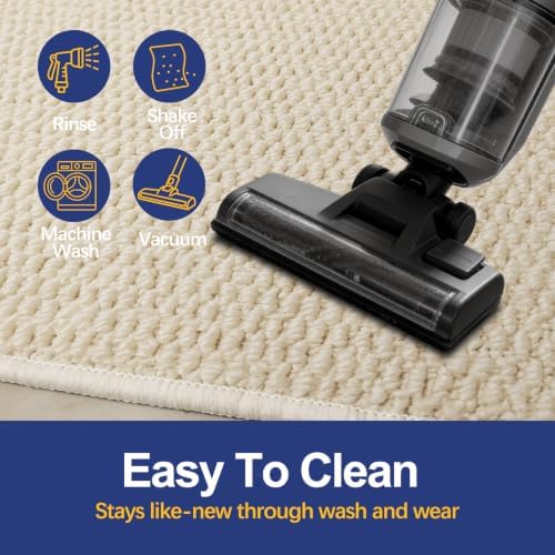 Faux Jute Area Rug 6'x9', Washable & Non-Slip, Off White - Image 3