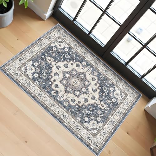 Washable 2x3 Entryway Area Rug: Vintage Non-Slip Backing Rugs - Image 4