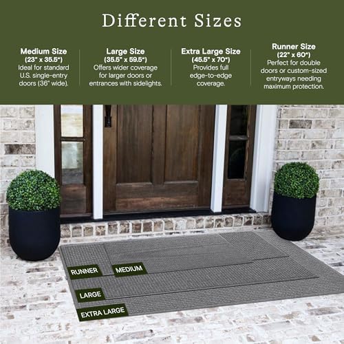 WaterHog Squares Heavy Duty Front Door Mat, Medium Grey - Image 2