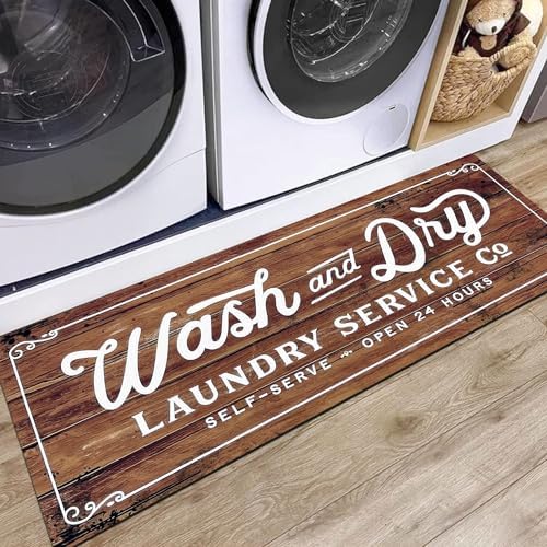 KOZYFLY Laundry Room Rug Runner 20"x48" Non Slip Kitchen Rugs Washable Laundry by KOZYFLY