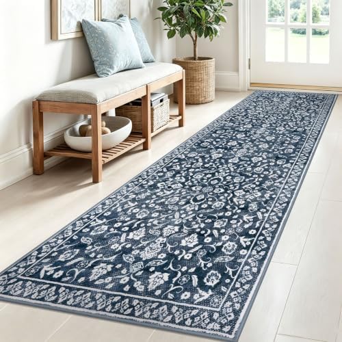 Washable Vintage 2.6x8 Runner Rug Non Slip Runners by SILOLOOM