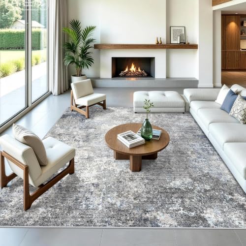 10x10 Square Living Room Rug – Washable Modern Abstract Large Rug by BYYVOORugsforYourHome