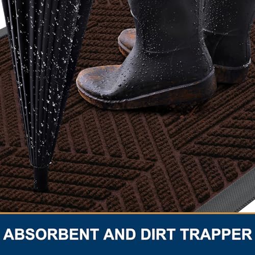 Smiry Front Door Mat Outside Entrance, Low Profile Rubber Doormat - Image 3