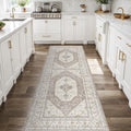 Ksrau 3x8 Runner Rug Washable Vintage: Non Slip Kitchen Runners Brown/Beige by Ksrau