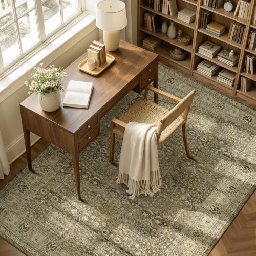 Lofus 5x7 Washable Area Rug for Living Room, Non-Slip Brown Boho Carpet - Image 6