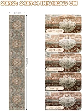 Hallway Runner Rug 2x12 Extra Long Washable Runner - Image 2