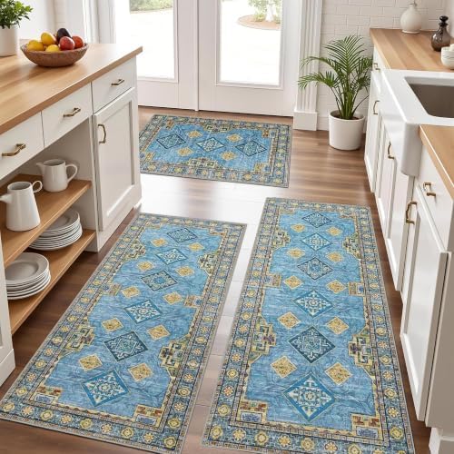 Kitchen Rugs Sets of 3 Non Slip Washable Kitchen Mats by Tritard