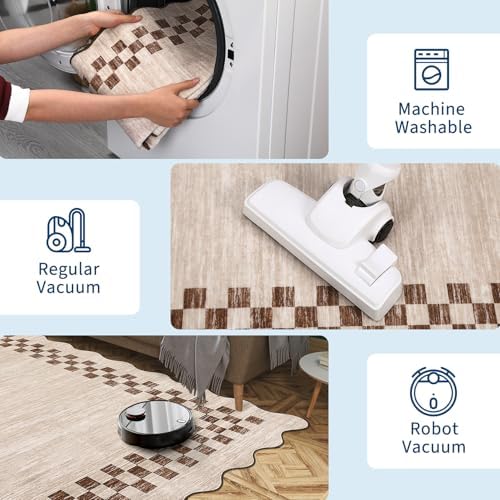Garvee Checkered Border 6x9 Scalloped Washable Rugs - Image 6