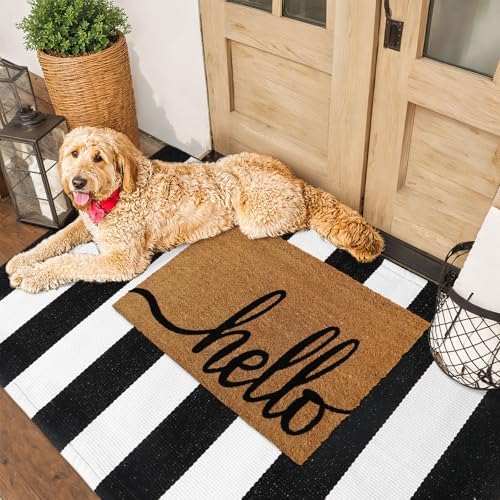 Striped Outdoor Rug 3'x5', Halloween Door Mat, Cotton Woven Washable - Image 4