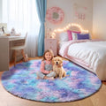 ONASAR Rainbow Round Area Rugs 5ft, Soft Bedroom Circle Rug Mats by ONASAR