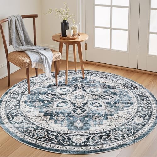 Amada Round 4x4 Washable Area Rug by AMADAHOMEFURNISHING