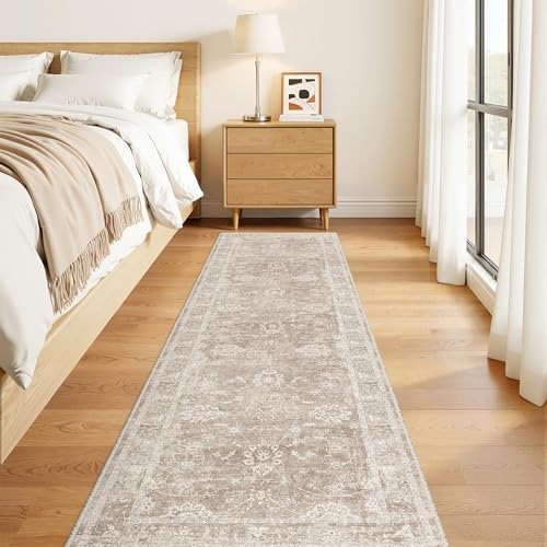 Madane Rug Runner for Hallway 2.5x8, Washable Kitchen Runner Rug Brown/Sand - Image 3