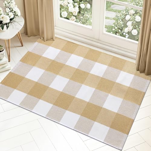 OLANLY Fall Door Mat, Buffalo Plaid Rug - Image 3