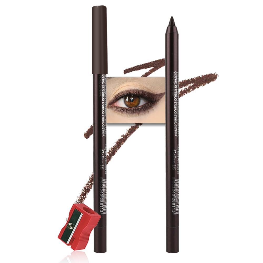 evpct Brown Eyeliner Pencils for Eyes, Brown Colored Eye Liner Pencil Pen Makeup Waterproof Smudge Proof, Colored Gel Waterline Eyeliner Liquid, Face Eye Paint Stick Halloween Makeup 16