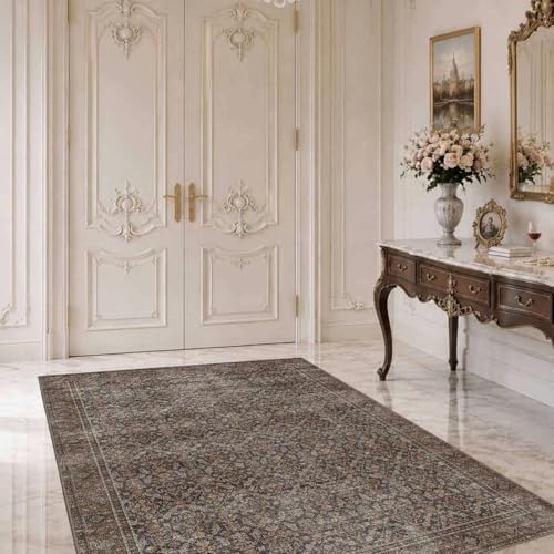 3×5 Vintage Washable Brown Area Rug - Image 6