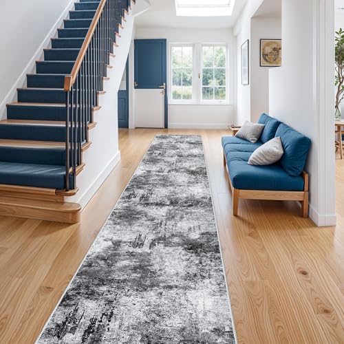 3x14 ft Long Hallway Runner Rug: Modern Abstract Washable Non-Slip Kitchen - Image 4