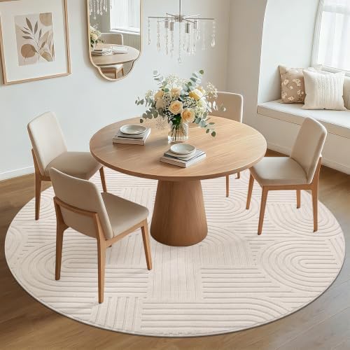 SHACOS Soft Cozy Fluffy Arch Pattern High Low Pile Round Rug 6ft Non Slip - Image 5