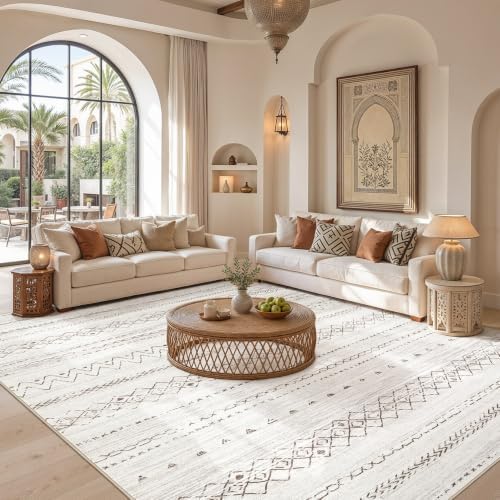 cotiled Boho 12x15 Area Rug for Living Room: Large Moroccan Washable Rug - Image 4